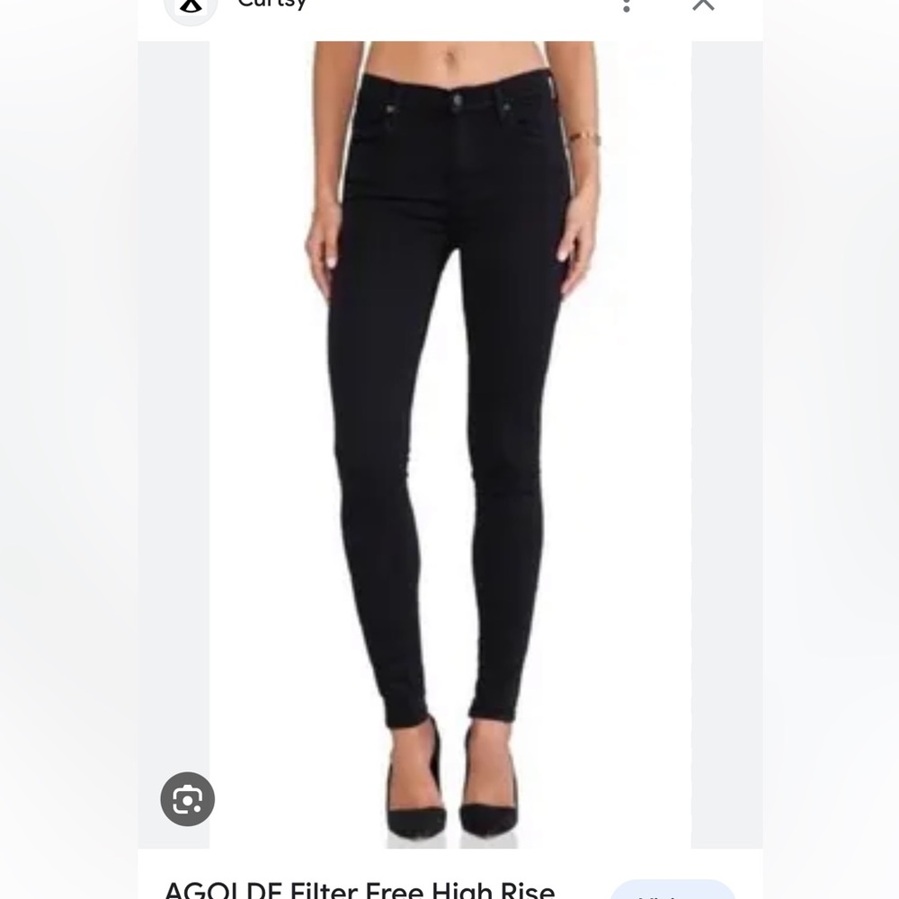 Agolde high rise filter free black pant. Size 27
